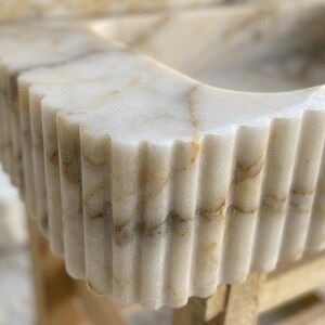 Calacatta Gold Marble square vessel sink — close-up of marble veining (photo 16)