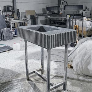 Thundra Gray Marble square vessel sink — full wide shot (photo 17)