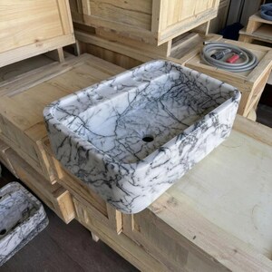 Lilac Marble square vessel sink — isometric three-quarter view (photo 4)