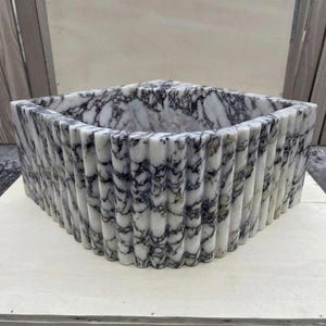 Calacatta Viola Marble fluted vessel sink — eye-level view (photo 19)