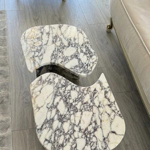Handcarved Calacatta Viola marble coffee table by Marblyart, custom made to order — photo 4 of 15