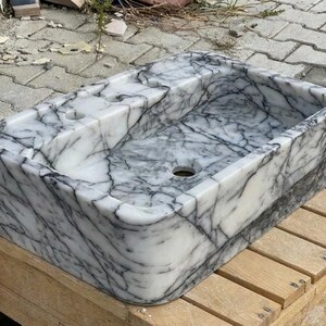 Handcarved Lilac marble vessel sink by Marblyart, custom made to order — photo 15 of 15