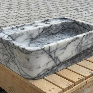 Handcarved Lilac marble vessel sink by Marblyart, custom made to order — photo 4 of 15