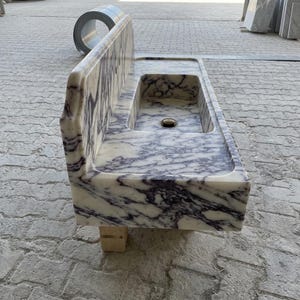 Calacatta Viola Marble square vessel sink — left side view (photo 4)