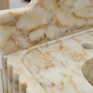 Handcarved natural marble marble floating vanity sink by Marblyart, custom made to order — photo 4 of 10