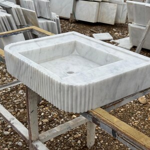 Handcarved Carrara marble vessel sink by Marblyart, custom made to order — photo 7 of 12