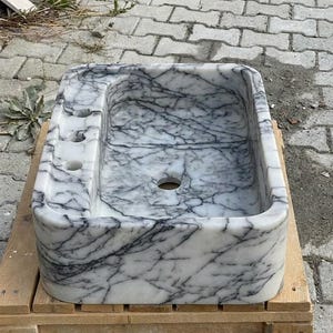 Handcarved Lilac marble vessel sink by Marblyart, custom made to order — photo 11 of 15