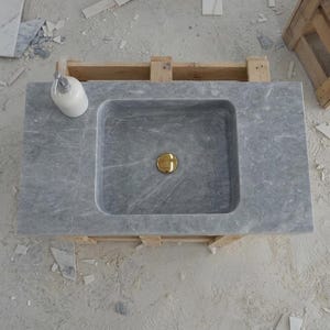Thundra Gray Marble square vessel sink — bird's eye view (photo 19)