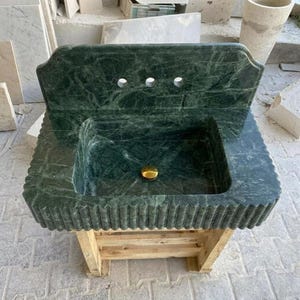 Calacatta Viola Marble square vessel sink — bird's eye view (photo 20)