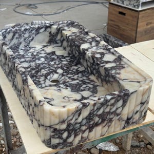 Handcarved Calacatta Viola marble vessel sink by Marblyart, custom made to order — photo 5 of 11