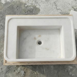 Handcarved Carrara marble floating vanity sink by Marblyart, custom made to order — photo 7 of 7
