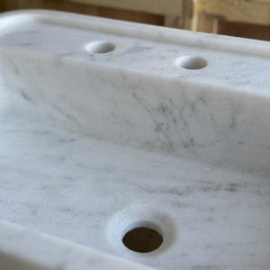 Handcarved Carrara marble vessel sink by Marblyart, custom made to order — photo 8 of 13
