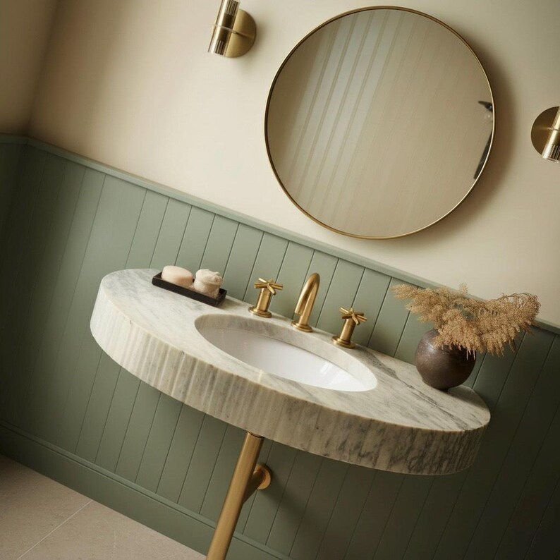 Handcarved Carrara marble vessel sink by Marblyart, custom made to order — photo 5 of 10