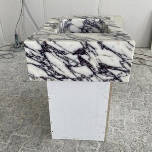 Calacatta Viola Marble wall mount sink — left side view (photo 4)