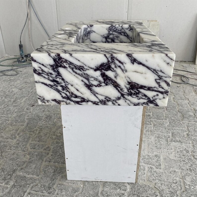 Calacatta Viola Marble wall mount sink — left side view (photo 4)