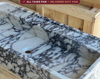 Calacatta Viola Bathroom Sink, Luxury Bathroom Vanity Decor, Custom Size Options, Artisan Made