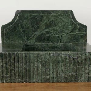 Handcarved Verde green marble wall mounted sink by Marblyart, custom made to order — photo 13 of 14
