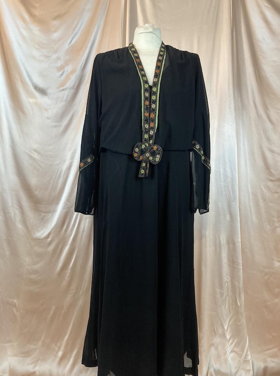 1920s black sheer crepe dress Art Deco - Gem