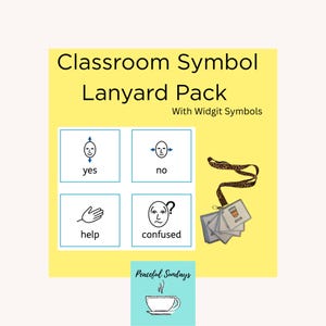 Symboolkoord in de klas: kaarten met visuele ondersteuning voor autisme, SEN-onderwijs, speciale behoeften en non-verbale communicatie