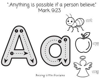 Hojas para colorear del abecedario con versículos bíblicos