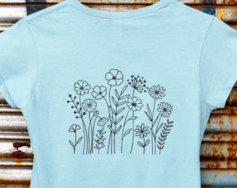 Boho Wildflower Shirt or Sweatshirt: Floral Graphic Tee, Youth & Women