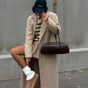 Leather Baguette Bag, Trendy Shoulder Bag, Elegant Evening Bags, Minimalist Work Bag, Luxury Shoulder Bag