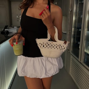 Handcrafted Straw Crossbody Purse with Cosmetic Pouch | Mini Beach Shoulder Bag