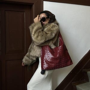 Large leather woven bag, Hobo Bag, Slouchy Bag, Dumpling Bag, Woven Tote Bag