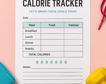 Printable Calorie Tracker | Daily Meal Food Log | Fitness & Health ...