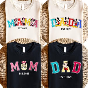 Family Matching Shirt, Disney Mickey and Minnie Mouse Shirt, Disney Family Trip Shirt, Mickey Mama-Dada Shirt, Est.2025 Mama and Dada Shirt