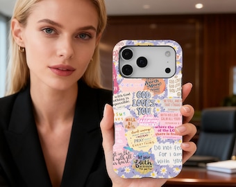 Christian Phone Case, Cute Jesus Bible Verse Cover, Christian Collage Phone Case, iPhone 17 16 15 14 13 12 11 Pro Max, Samsung S25 S24 S23