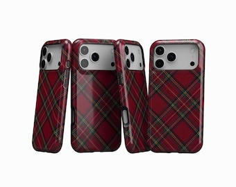 Passende Handyhüllen, Rot karierte Handyhülle, Weihnachten Tartan Handyhülle, iPhone 17 16 15 14 13 12 11, Samsung S25