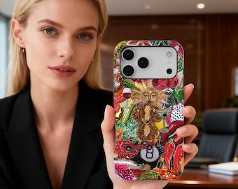 Vintage Mosaic Collage Phone Case, Sun Celestial  Tiles Cases Trendy Preppy, Bling Funky Phone Case, iPhone 17 16 15 14 13 12 11, Samsung