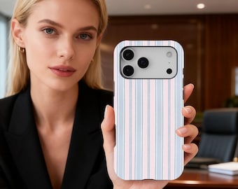 Pastel Stripe Phone Case, Minimalist Soft Girl Aesthetic Candy Color Lines Cover, iPhone 17 16 15 14 13 12 11 Pro Max, Samsung S25 S24