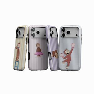 Roligt apa- och rändertelefonskal, kollageskyddande skal, sött djurkollageskyddande skal, iPhone 17 16 15 14 13 12, Samsung S25