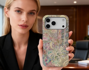 70s Retro Butterfly Floral Collage Phone Case, Dreamy Vintage Floral Art Cover, iPhone 17 16 15 14 13 12 11 Pro Max, Samsung S25