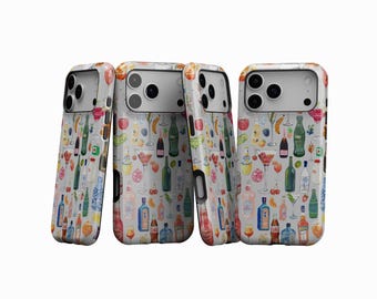 Drinks iPhone Case, Cocktail, Espresso, Martini, Wine Phone Case, Alcohol Collage Phone Case, iPhone 17 16 15 14 13 12 11, Samsung S25