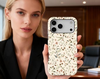 Höstblommigt telefonskal, blommigt flickigt telefonskal, minimalistiskt skyddande fodral för iPhone 17 16 15 14 13 12 11 Pro Max, Samsung S25 S24