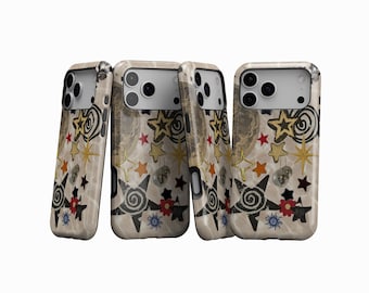 Retro Whimsy Artistic Collage Phone Cases, Star Phone Case, Aesthetic Cover, Abstract Funky Designs, iPhone 17 16 15 14 13 12, Samsung S25