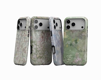 Cover per telefono con estetica floreale Pastel Iris, cover per telefono con motivo floreale vintage, cover lucida pastello barocca, iPhone 17 16 15 14 13 12 11, Samsung S25