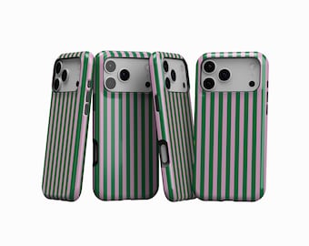 Green and Pink Striped Phone Case, Retro Bold Color Striped Lines for iPhone 17 16 15 14 13 12 11 Pro Max, Samsung S25 S24 Ultra