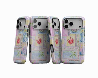 Tropical Coastal Phone Case, Pastel Palm Beach Cover, Retro Vacation Summer Aesthetic Case, iPhone 17 16 15 14 13 12 11Pro Max, Samsung S25