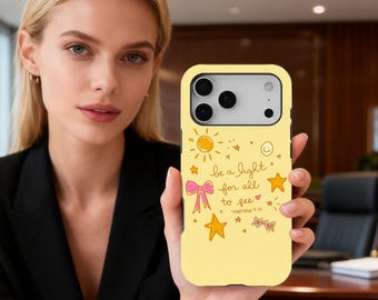 Bible Verse Phone Case, Cute Christian Aesthetic Cover, Positive Quote Pastel Yellow Art, iPhone 17 16 15 14 13 12 11 Pro Max, Samsung S25