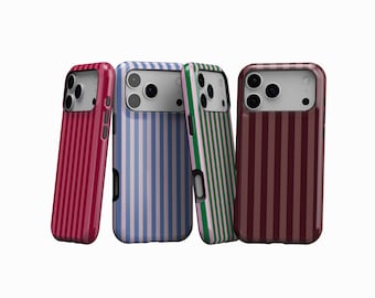 Color Striped Phone Case, Minimalist Retro Aesthetic Cover, Classic Preppy Stripe, iPhone 17 Pro Max 16 15 14 13 12 11 Plus Samsung S25 S24