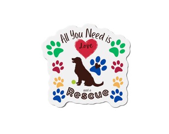 Colorful Dog Rescue Die-Cut Magnets | Pet Lover Gifts, Animal Rescue Decor, Cute Fridge Magnet, Dog Lover Gift, Heartwarming Decor