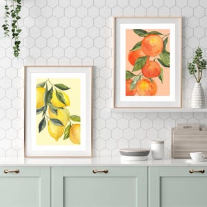 Citrus Fruit Wall Art Set | Lemon & Orange Printable Kitchen Decor | Watercolor Fruit Prints for Modern Homes