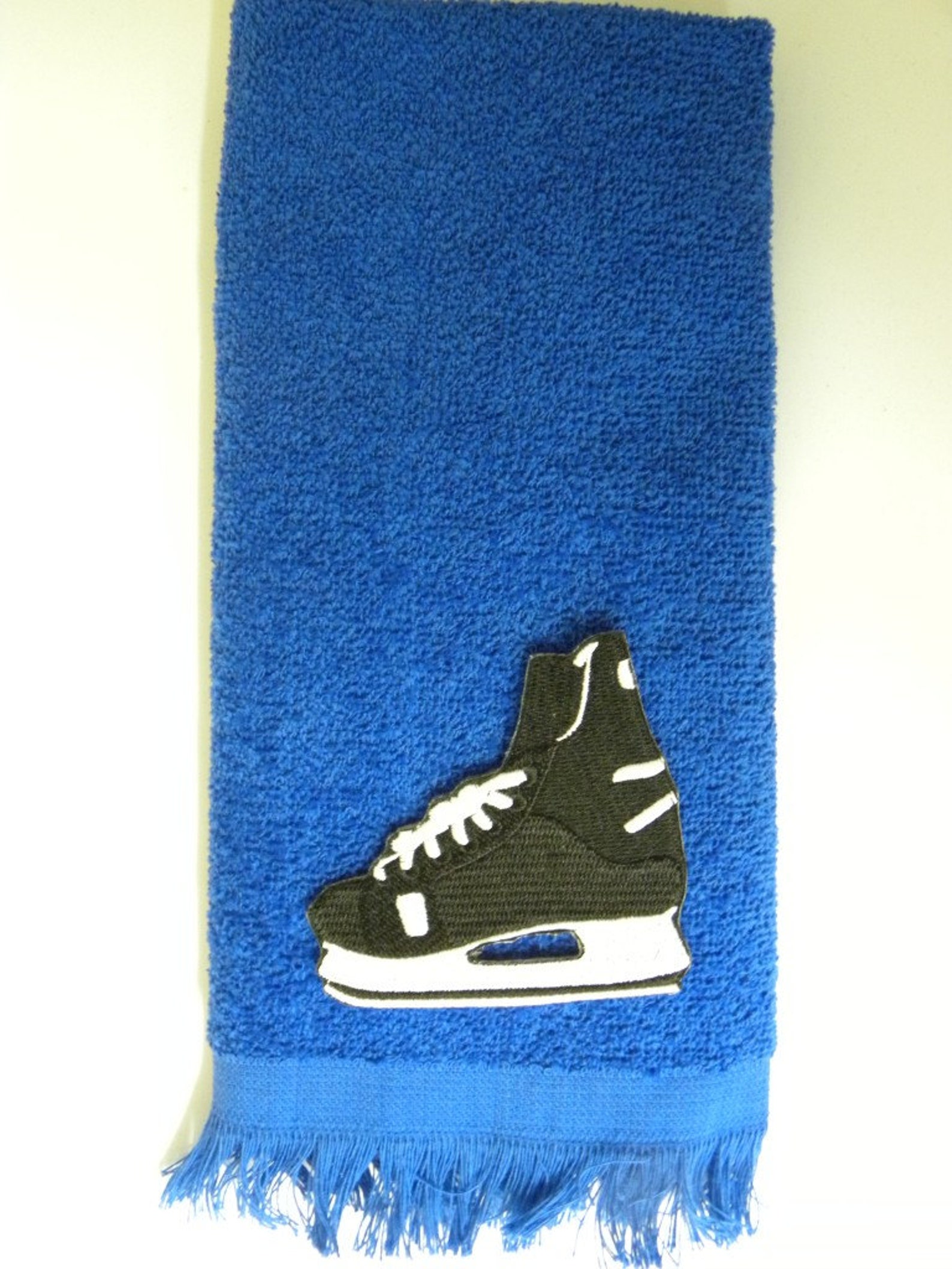 Ice hockey skate skating blade towel blue vintage applique Etsy