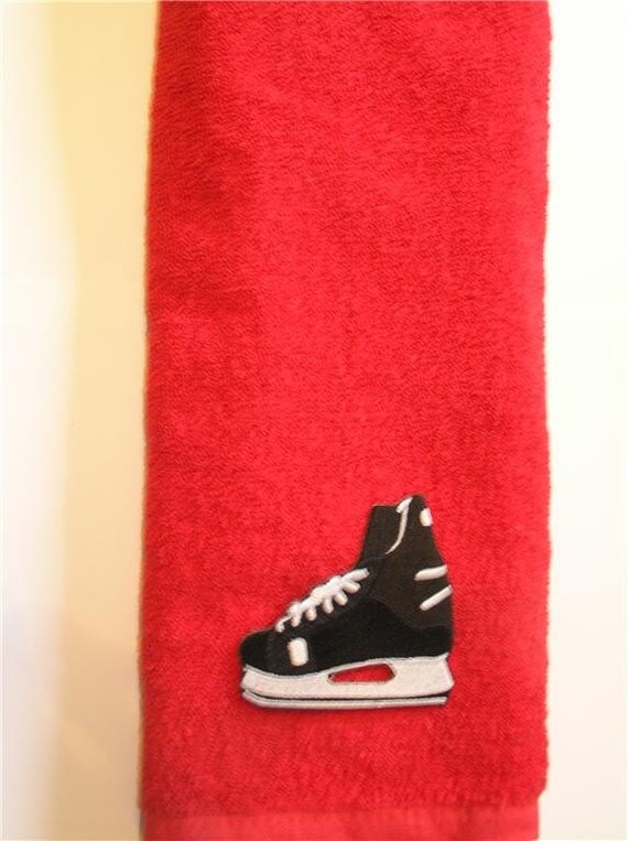 Ice Hockey Skate Skating Blade Towel Red Etsy