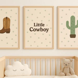 Little Cowboy Nursery Wall Art Set – Western Nursery Decor – Cactus, Boots & Cowboy Quote Prints – Printable Rodeo Nursery Art – Digital