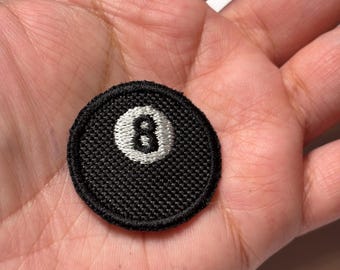 8ボール刺繍パッチ：ミニアイロン接着ビリヤードアップリケ
